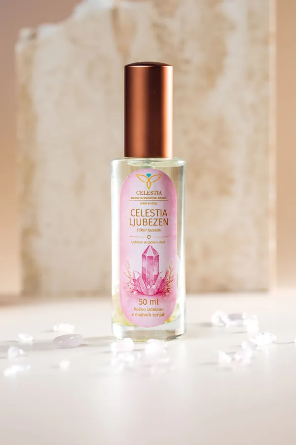 Celestia Ljubezen – kristalno energijska esenca z roževcem, 50 ml razpršilo